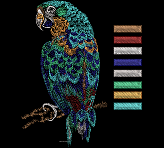Изображение "Попугай" ДИЗАЙН машинной вышивки 