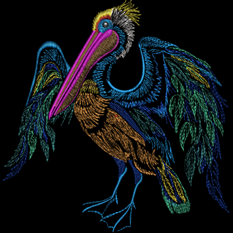 Изображение "Пеликаша" дизайн машинной вышивки 