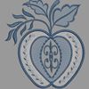 Изображение "Яблоко небесная гжель" дизайн машинной вышивки 