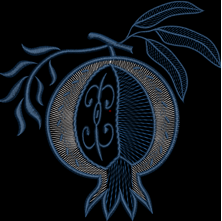 Изображение "Гранат – небесная гжель" дизайн машинной вышивки 