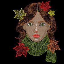 Изображение "Девушка-Осень" дизайн машинной вышивки 