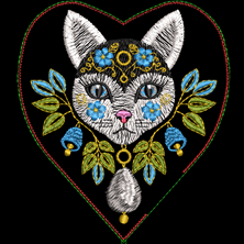 Изображение Брелок "Кошка" дизайн машинной вышивки 