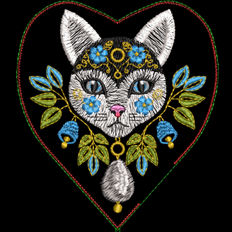 Изображение Брелок "Кошка" дизайн машинной вышивки 