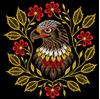Изображение "Орёл в цветах" дизайн машинной вышивки 
