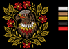 Изображение "Орёл в цветах" дизайн машинной вышивки 