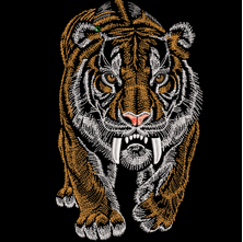 Изображение  "Тигр Саблезубый" дизайн машинной вышивки 