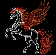 Изображение "Конь-Огонь" дизайн машинной вышивки 
