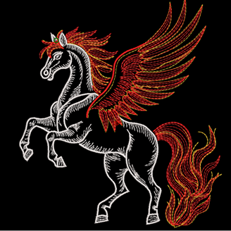 Изображение "Конь-Огонь" дизайн машинной вышивки 
