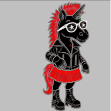 Изображение "Конь Рок-н-Ролл" дизайн машинной вышивки 