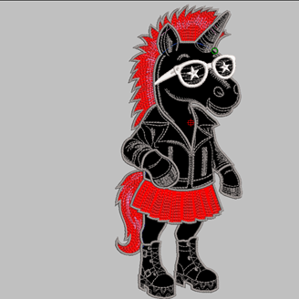 Изображение "Конь Рок-н-Ролл" дизайн машинной вышивки 