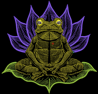 Изображение "Лягушка Дзен" дизайн машинной вышивки 