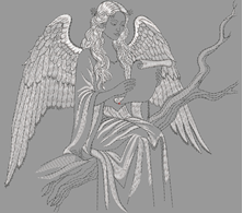 Изображение "Ангел читающий" дизайн машинной вышивки 