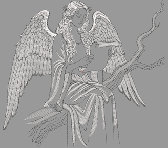 Изображение "Ангел читающий" дизайн машинной вышивки 
