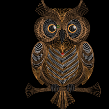 Изображение "Сова ажурная" дизайн машинной вышивки 