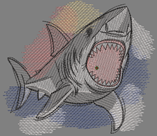 Изображение  "Акула" дизайн машинной вышивки 