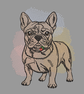 Изображение "Мосье Бульдог" дизайн машинной вышивки 