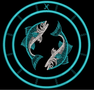 Изображение "Рыбы" дизайн машинной вышивки 