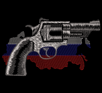 Изображение "Флаг и револьвер" дизайн машинной вышивки 