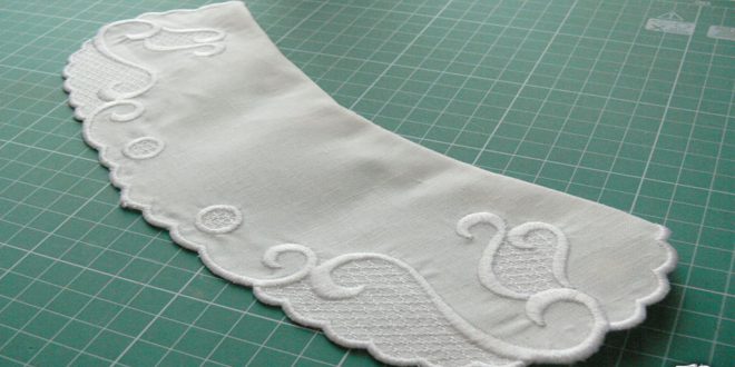 Украшаем воротник рубашки машинной вышивкой