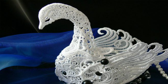 Объемная машинная вышивка кружева