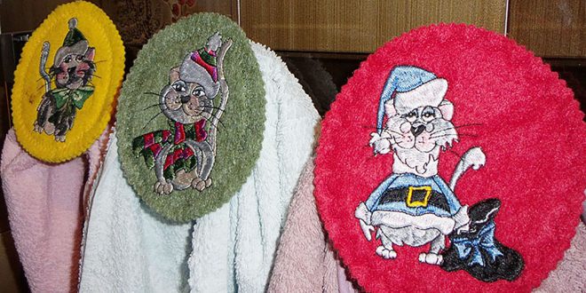 Машинная вышивка на фетре: Держатель для полотенец