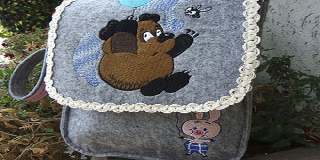 Машинная вышивка: Сумка из фетра